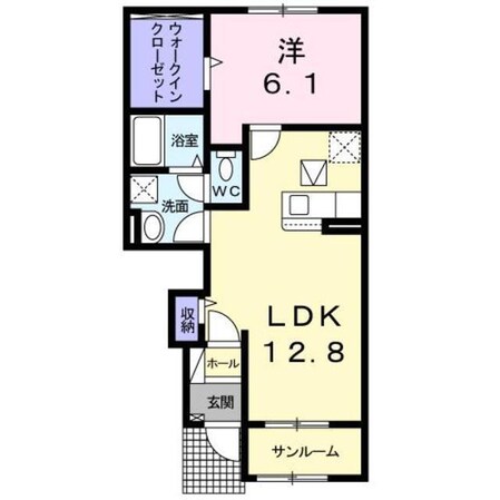 ヴィラ　ドゥ　グレーヌ梅ケ谷Ｄの物件間取画像